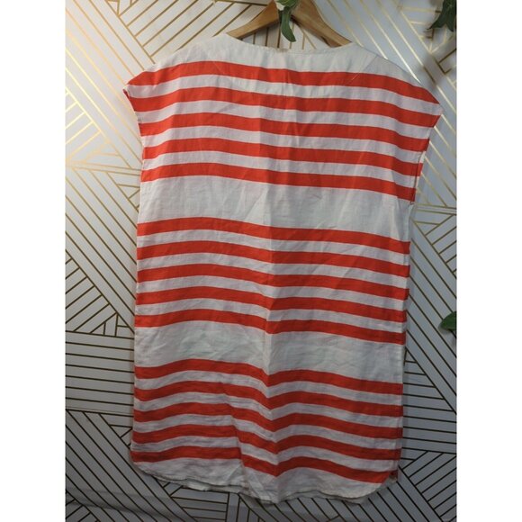 TRENERY Women's Shift Dress Striped Linen Pockets Short Sleeve Size 14 - Picture 8 of 8